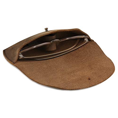 Image of Londo Genuine Leather Eyeglasses & Sunglasses Case - Premium Leather Protective Case with Button Closure, Stylish & Durable Storage for Glasses