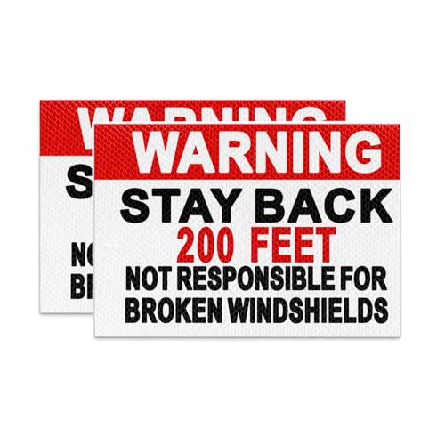 2 Pack Stay Back 200 Feet Reflective Truck Stickers, 8x12 Inch High Visibility Truck Warning Stickers for Dump Truck, Trailer and Construction Vehicles, Waterproof Truck Decals, Safety Warning Signs Label