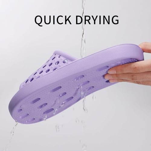 Image of Litfun Shower Shoes for Women Non-Slip Quick Dry Shower Slippers Lightweight Pool Sandals with Drain Holes for College Dorm, Beach, Bathroom & Gym