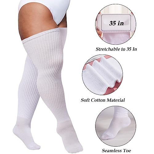 Image of Plus Size Thigh High Socks for Women Thick Thighs Cotton Knit Extra Long Over the Knee Leg Warmer