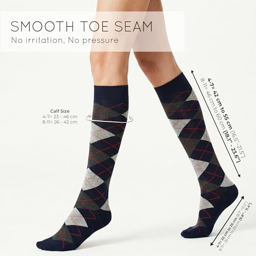 Image of Mysocks Unisex Knee High Long Socks Argyle