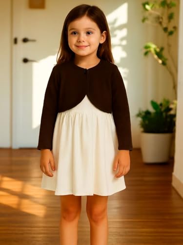 Image of KRYPTIC Kids Girls Crop Length Cotton Shrug - Soft Lightweight Open Front Layer for Stylish Everyday Wear Casual Outfits