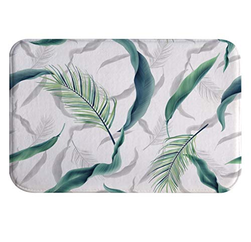 Image of A.Monamour Non-Slip Water Absorbent Washable Bath Mat Watercolor Colorful Tropical Leaves Botanical Themed Soft Flannel Mat Rug Carpet for Bathroom Bathtub Shower Kitchen Sink Bedroom 40x60cm