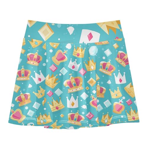 visesunny Girls Flowy Pleated Skirt Candy Crown Shape Tennis Golf Fashion Short Skorts for Casual Dance Outfit