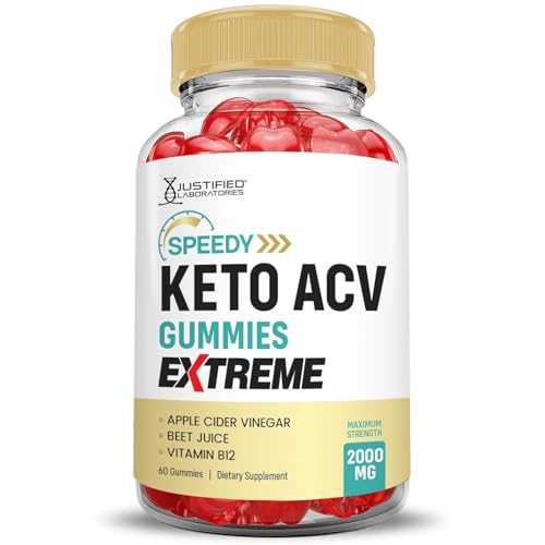 Justified Laboratories (2 Pack Speedy Keto ACV Gummies Extreme 2000MG Speedy Keto Gummies Advanced Formula Apple Cider Vinegar with Pomegranate Beet Juice Powder B12 Vegan Non GMO 60 Gummys