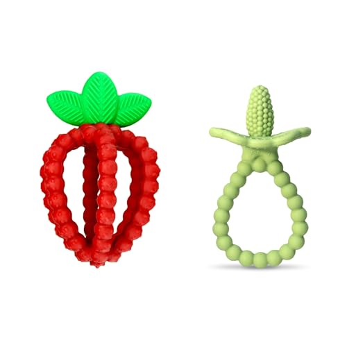 Image of RaZBaby Silicone Infant & Baby Teething Toy Bundle - 3m+ - BerryBumps Soothe Babie's Sore Gums Back and Front - BPA Free, Easy to Hold