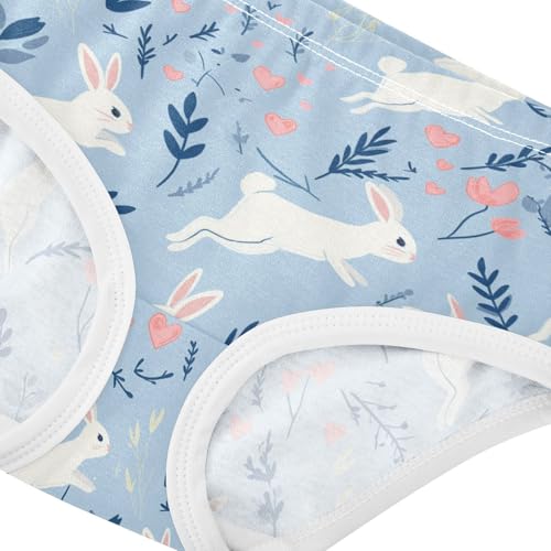 Wusikd Rabbits Running Girls' Underwear Cotton Blue Wildflowers Girls Briefs Soft Toddler Underwear 2T4