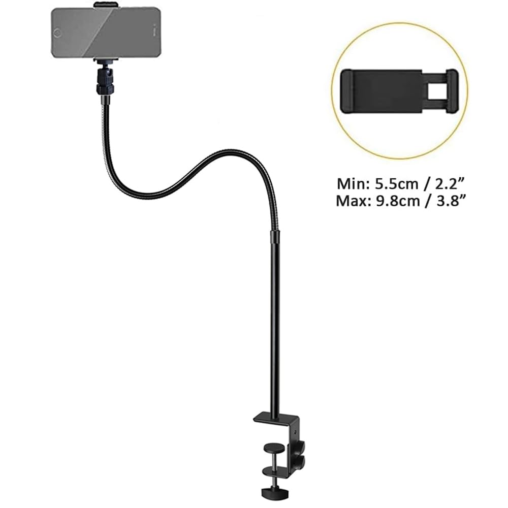 Supporto per webcam per telefono da scrivania regolabile a collo di cigno, supporto per fotocamera Logitech Webcam C922 C930e C920S C920 C615, ecc. (filettatura da 1/4")
