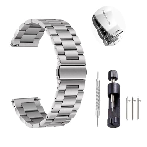 Stainless Steel Watch Band 20mm Quick Release Universal Metal Watchband Smart Watch Strap Replacement Band for Men Women
