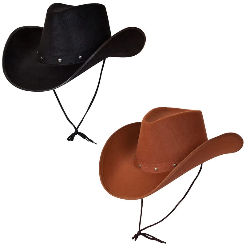 My Illusions Black Brown Texas Cowboy Hat Western Adults Fancy Dress Mens Ladies Costume Acce