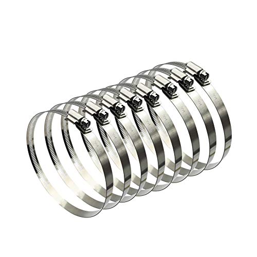 Image of 5 inch Adjustable 304 Stainless Steel Duct Clamps Hose Clamp Pipe Clamp Air Ducting Clamp worm drive hose clamps (8Pcs)
