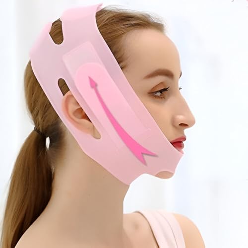 Image of Silicone V Face Slimming Mask - Double Chin Reducer Band for Men & Women | Facial Lift Strap for Chin, Jaw & Cheek | Reusable Skin Tightening Belt for V Line Shaping