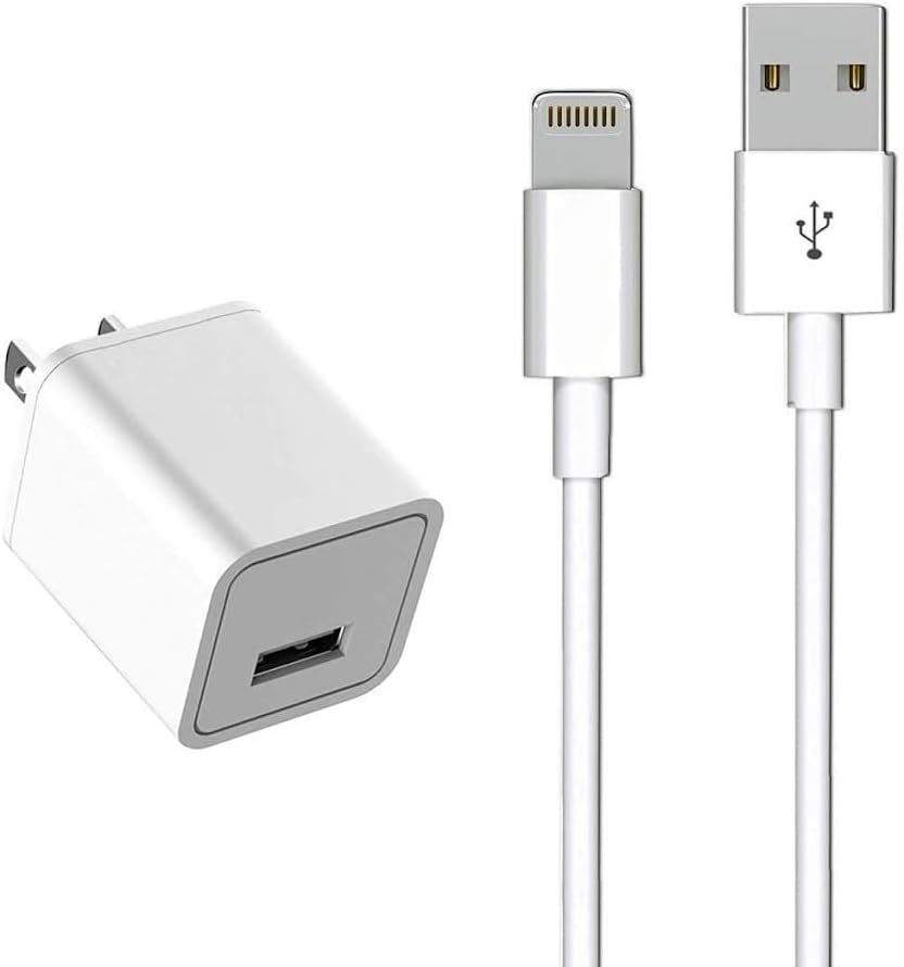 iPhone Charger [MFi Certified] - Travel & Home Wall Charger with 5ft Cable, Compatible with iPhone 14, 13, 12, 11, SE, X, 8, 7, 6, 5, iPad Mini, iPod Touch & iPods