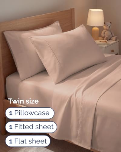 Image of Twin 4 Piece Bed Sheet Set - Comfy, Breathable & Cooling Sheets - Mauve | Ultra Soft Hotel Luxury Bedding Set with 8-16 Inch Deep Pockets, 1 Flat & 1 Fitted Sheet & 2 Pillowcases, Wrinkle & Fade Free