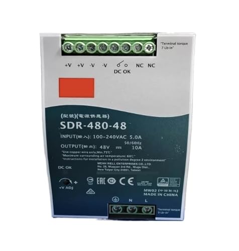 Alimentation rail DIN 48V 10A SDR-480-48 à haut rendement pour une tension continue stable