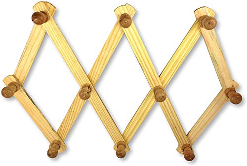 Mr. Kitchen Accordian Wall Hanger - Expanding Beechwood Coffee Mug Wall Rack- Wooden Cup, Hat Or Coat Mount - Perfect Wooden Mug Holder