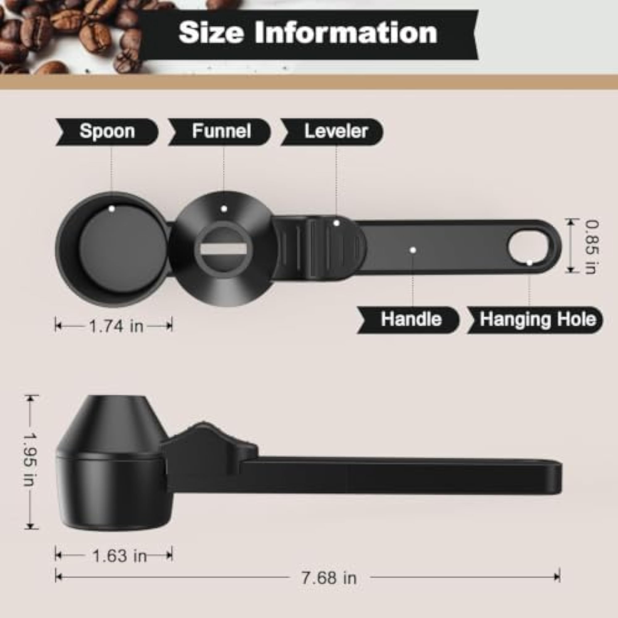 Coffee Scoop with Funnel, 2 Tbsp Capacity