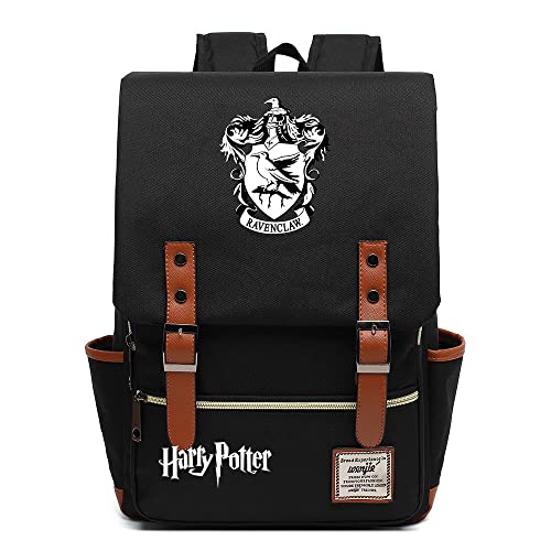 HYKYMY bolsa de libros de texto de hogwarts para estudiantes de secundaria mochila casual de la universidad harry-p adecuada para niños y niñas negro#B