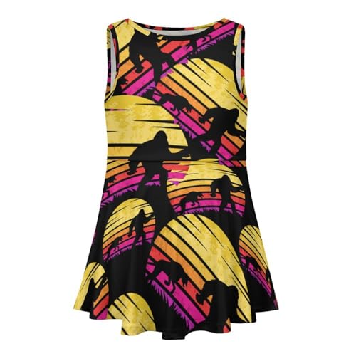 Bigfoot Cheetah Sunset Vintage Fashion Girls Dress Tank Top Everyday Summer Dresses Sleeveless Holiday Skirt3