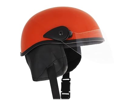 Western Era Stylish Lovable Half Face Helmet for Kids || Baby Safety and Comfort || (3-12 Years) (Orange Glossy)