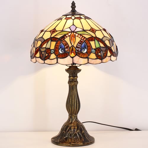 Image of WERFACTORY Tiffany Style Table Lamp Stained Glass Serenity Victorian Lamp