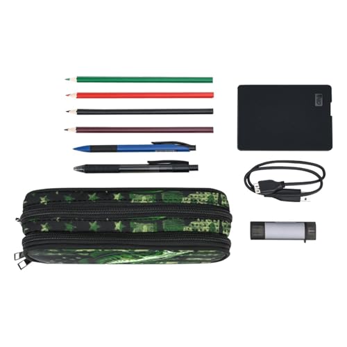 Image of ANANGTEE Cute Green Glory Fish Pencil Case for Boys Teen Girls, Large Capacity Canvas School Suppies Zipper Pouch, Office Desk Soft Organizer Travel Pen Box