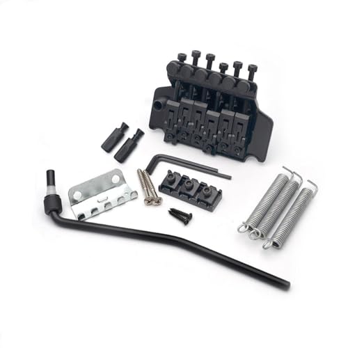 ROZILO Black Electric Guitar Tremolo Bridge with Bar Double Strat Locking for Floyd Rose Type