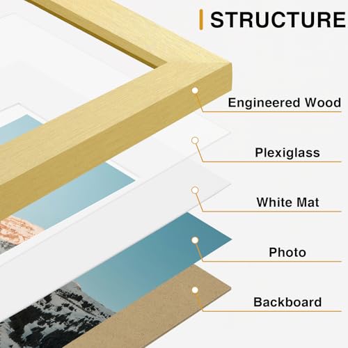 Image of Vittanly Picture Frames Set of 10, Picture Frames Collage Wall Decor with Two 8x10, Four 5x7, and Four 4x6 Photo Frames, Gallery Wall Frame Set for Wall or Tabletop Display, Gold