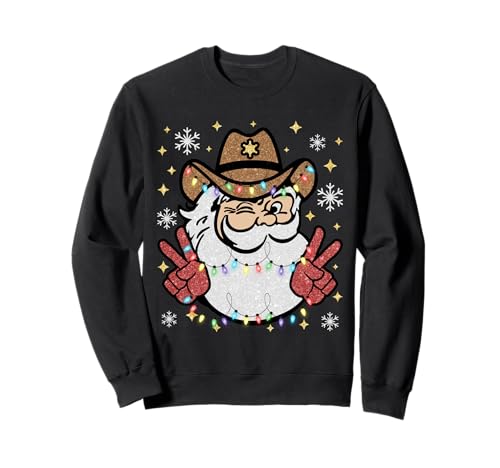 Familia de Fuentes Santa Cowboy Western Howdy Christmas Holiday Matching Sudadera