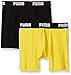 PUMA Big Boys 2 Pack Cotton Boxer Brief, Black/Yellow, Small