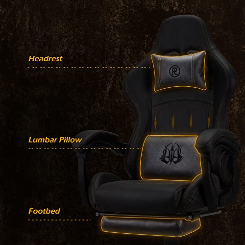 haha. Gaming Ergonomic Swivel Chair - Office & Work Chair with Footrest (Dark Grey Leather)