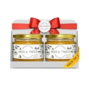 Bees & Trees Manuka Honey – 830+ & 550+ MGO, Raw, Unpasteurized & Minimally Filtered, Pure New Zealand Monofloral Honey, Recipes, Beverages, Harvested from Single-Origin Hives, 300g & 380g (2 pack)