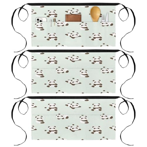 Lot de 3 tabliers courts de chef avec 3 poches pour la cuisine et le bistrot