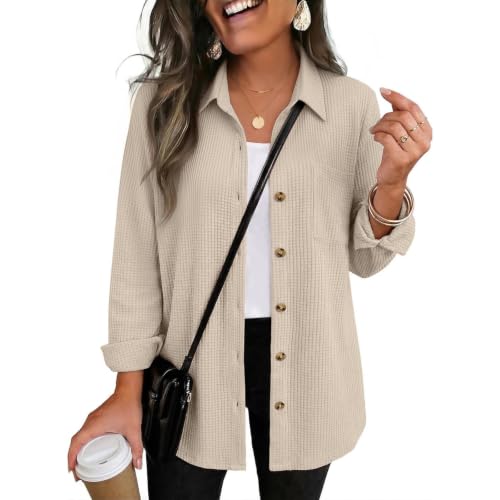 Jacket Women Waffle Knit Button Down Shacket Winter Coats Long Cardigan - image 2