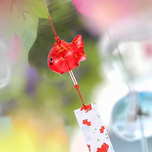 Dechous Japanese Wind Chimes Glass Wind Bells Lucky Fish Hanging Pendant For Birthday Gift Outdoor Indoor Home Wedding Decors Red #TOP7