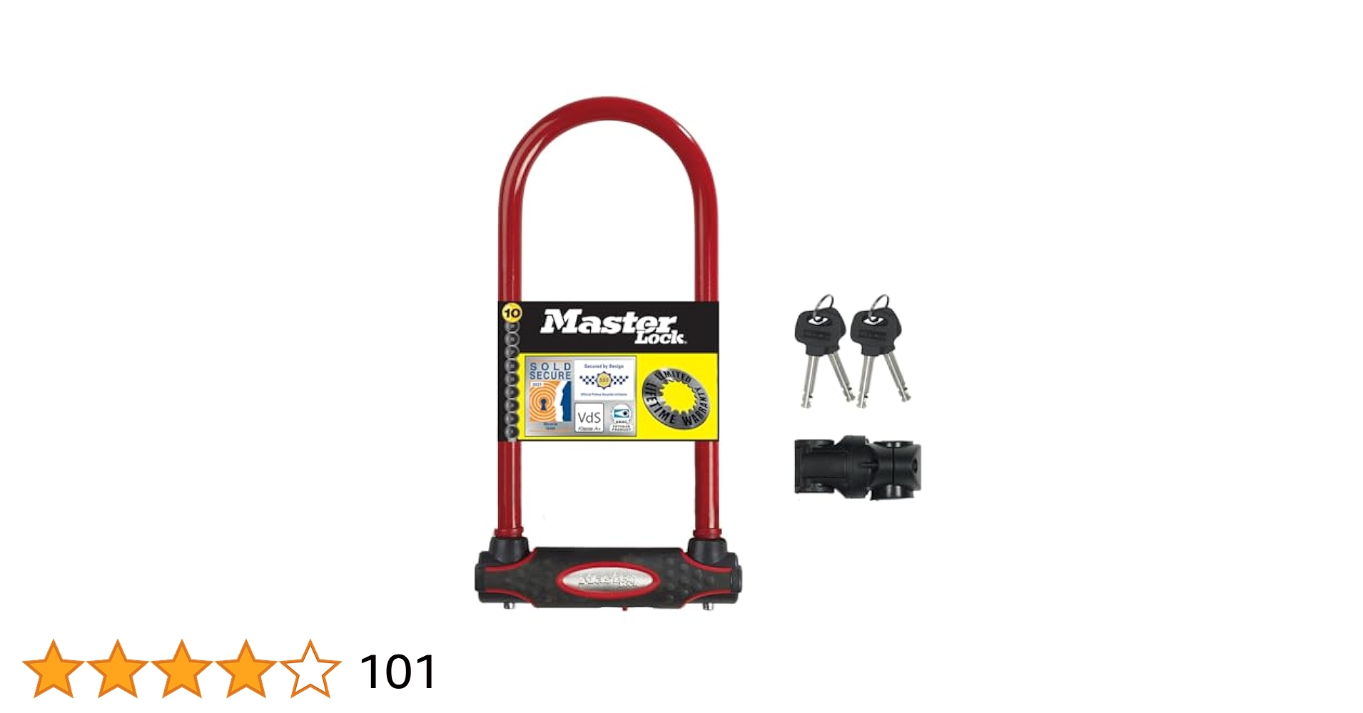 Lucchetto Catena Bici Master Lock - Antifurto Certificato, Acciaio Temprato, Per Bici Elettriche E City