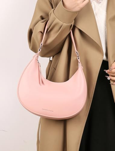 Trendy Vegan Leather Shoulder Bags for Women Small Crescent Tote Purse Handbags Casual Design Underarm Satchels3