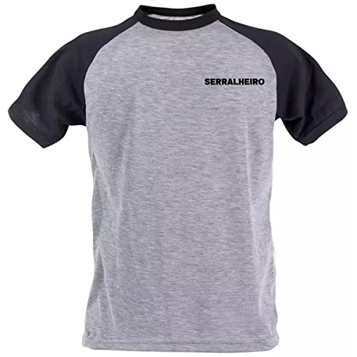 Camiseta serralheiro serralheria uniforme trabalho Cor:Preto com Cinza;Tamanho:P