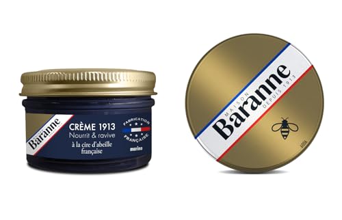 Baranne - Crème Cirage MARINE - Cire D'Abeille Française - Entretien Chaussure Cuir - Ravive Les Couleurs, Nourrit et Assouplit - Soin en profondeur et...