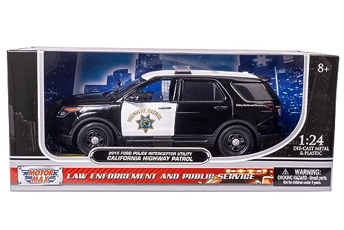 Motormax 76955 1/24 Scale 2015 Ford Police Interceptor Utility Police SUV California Highway Patrol CHP Diecast Model Car