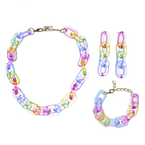 Collier boucles oreilles et bracelet chaîne clip acrylique tendance