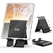 SAIJI Tablet Stand, Adjustable Multi-Angle Phone Stand, Portable Foldable Cell Phone Ipad Stand with Anti-Slip Base and Convenient Charging Port Compatible for iPad, Tablets (Up to 12.9 inch) - Black