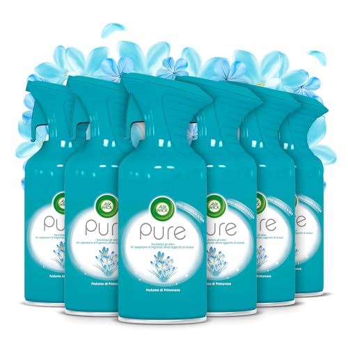 Airwick Spray Pure, 6 Confezioni di Deodorante per Ambienti, Profumatore per Ambienti alla Fragranza Profumo di Primavera