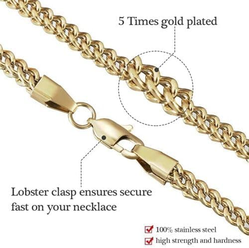 14K Gold Plated Franco Chain 2.5MM 4MM Stainless Steel Square Box Link Chain Necklace For Men Women 18''-24'' - Image 4