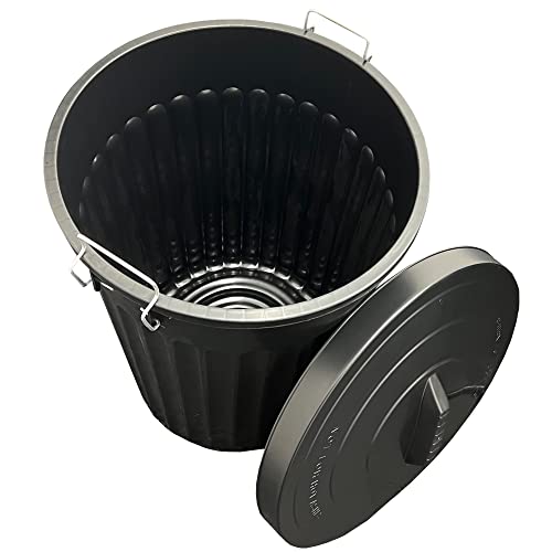 STORM TRADING GROUP 100L Black Rubbish Refuse Dustbin With Strong Metal Clip Lid for Home Garden Waste Animal Feed Storage Bin (1)