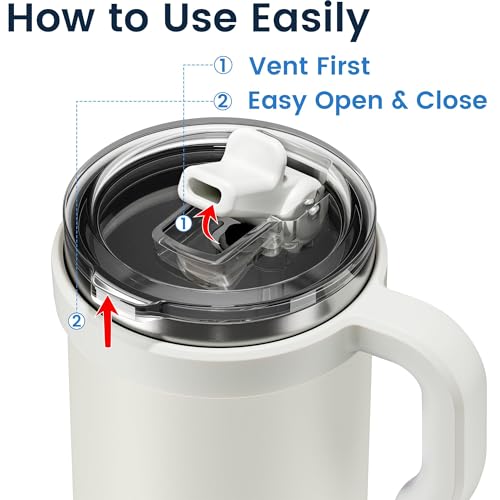 Image of For Iced Coffee & Smoothies - Never Drink from a Moldy Lid Again: 20oz Hygienic Tumbler, 100% Leakproof Lid & Removable Foldable Spout. Reinforced Base, Fits Cup Holders - Cream