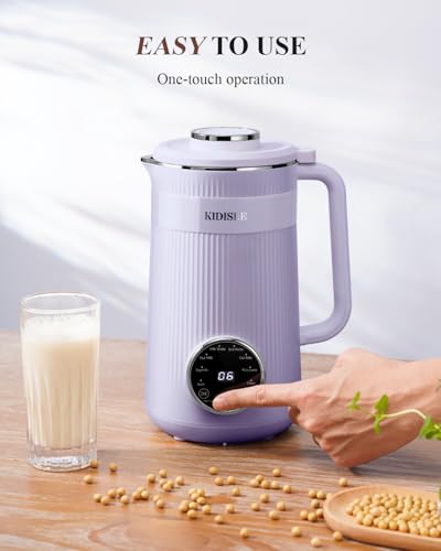 Image of KIDISLE 8 in 1 Nut Milk Maker Blender, 32oz Homemade Soy, Almond, Oat, Coconut, Plant Based Milks and Non Dairy Beverages, Automatic Soybean Milk Machine with Delay Start /Keep Warm /Boil Water, Purple