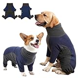 Dog Winter Coat Soft Fleece Dog Clothes for Cold Weather, Warm Dogs Pullover Pajamas Cozy Cold Weather Jacket Full Body Suit Windproof Fleece Sweater for Dogs Walking Hiking Sleeping (Blue S)