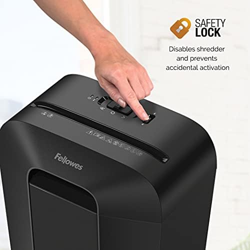 Fellowes Paper Shredder for Home Office Use - 8 Sheet Mini Cut Shredder for Home and Office Use - Deskside Shredder with 17 Litre Bin and Safety Lock - Powershred LX41 - Advanced Security P4 - Black