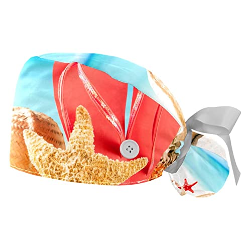 Chapeaux bouffants JDEZ x2 | Casquettes de travail réglables à motif étoile de mer pour l'été